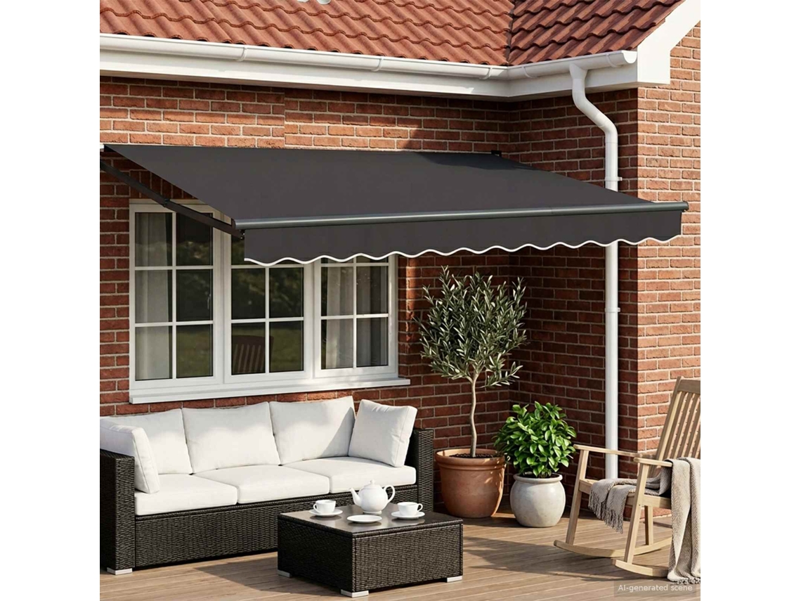 Vidaxl Toldo Retrátil Manual Com Leds Antracite 3,5 X 2,5 M