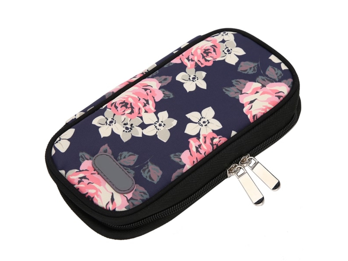 Bolsa Térmica Portátil Para Insulina, Bolsa Térmica Para Medicamentos Compatível Com Cuidados Com O Paciente, Fundo Preto, Flor Vermelha Slowmoose