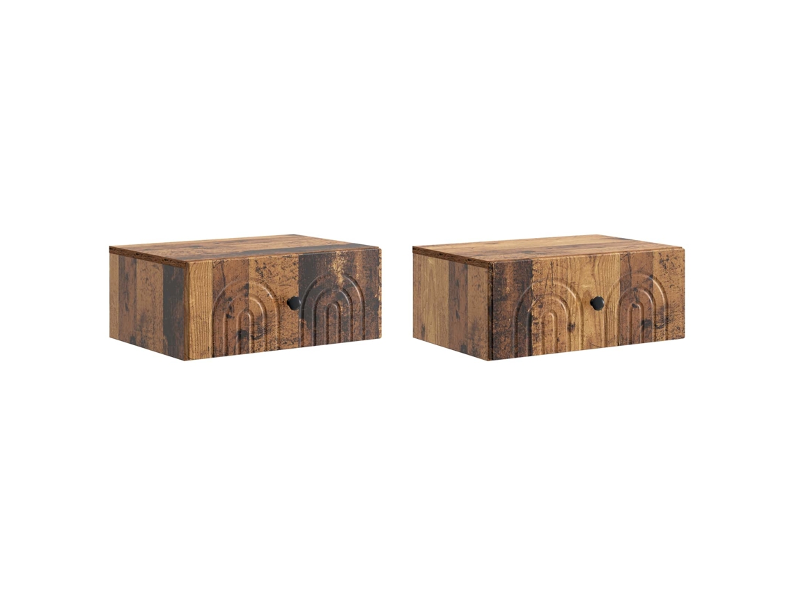 Vidaxl Gabinete de Canto Montado na Parede 2 Pcs Madeira Antiga