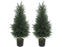 2 Plantas Falsas de Cipreste Árvore Anti uv Ø40x90 Cm Verde BTFORUS