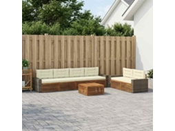 Vidaxl Conjunto De Sofás Para Exterior 7 Pcs Natural E Creme Poliéster