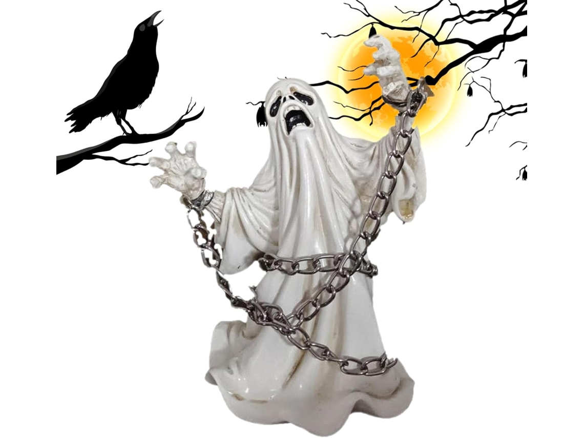 Fantasma de Halloween Decoração de Fantasma Escultura Assustadora com Expressão Facial Divertida para Decoração de CHABERLU
