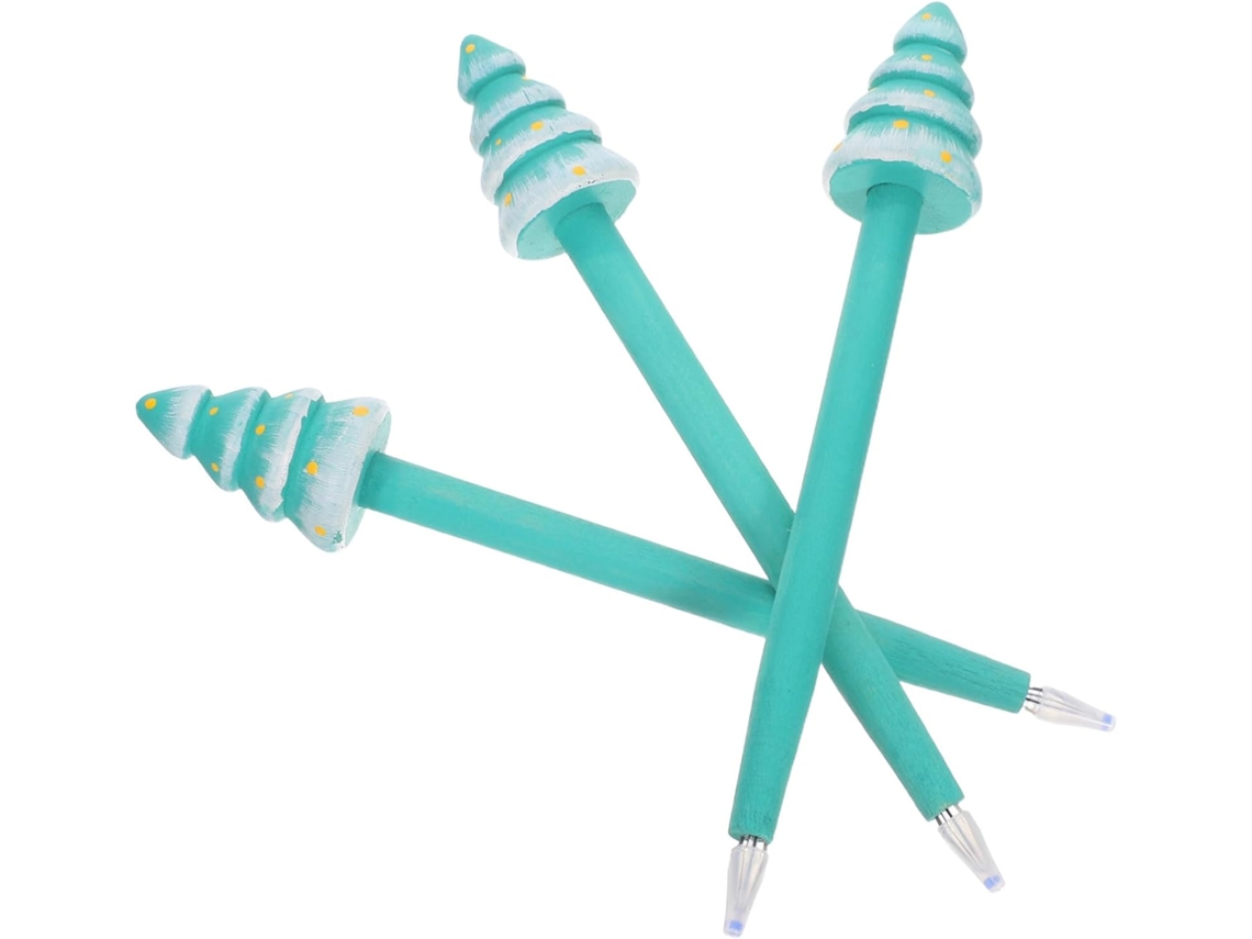 Conjunto De 3 Canetas Gel Em Formato Árvore Natal, Lápis Madeira Para