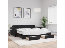 Vidaxl Sofá-cama Com Gavetão E Gavetas 100x200 Cm Veludo Preto