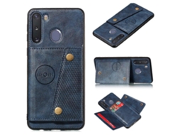 Capa Protetora Magnética À Prova De Choque Pu Tpu Com Compartimentos Para Cartões Para Galaxy A21
