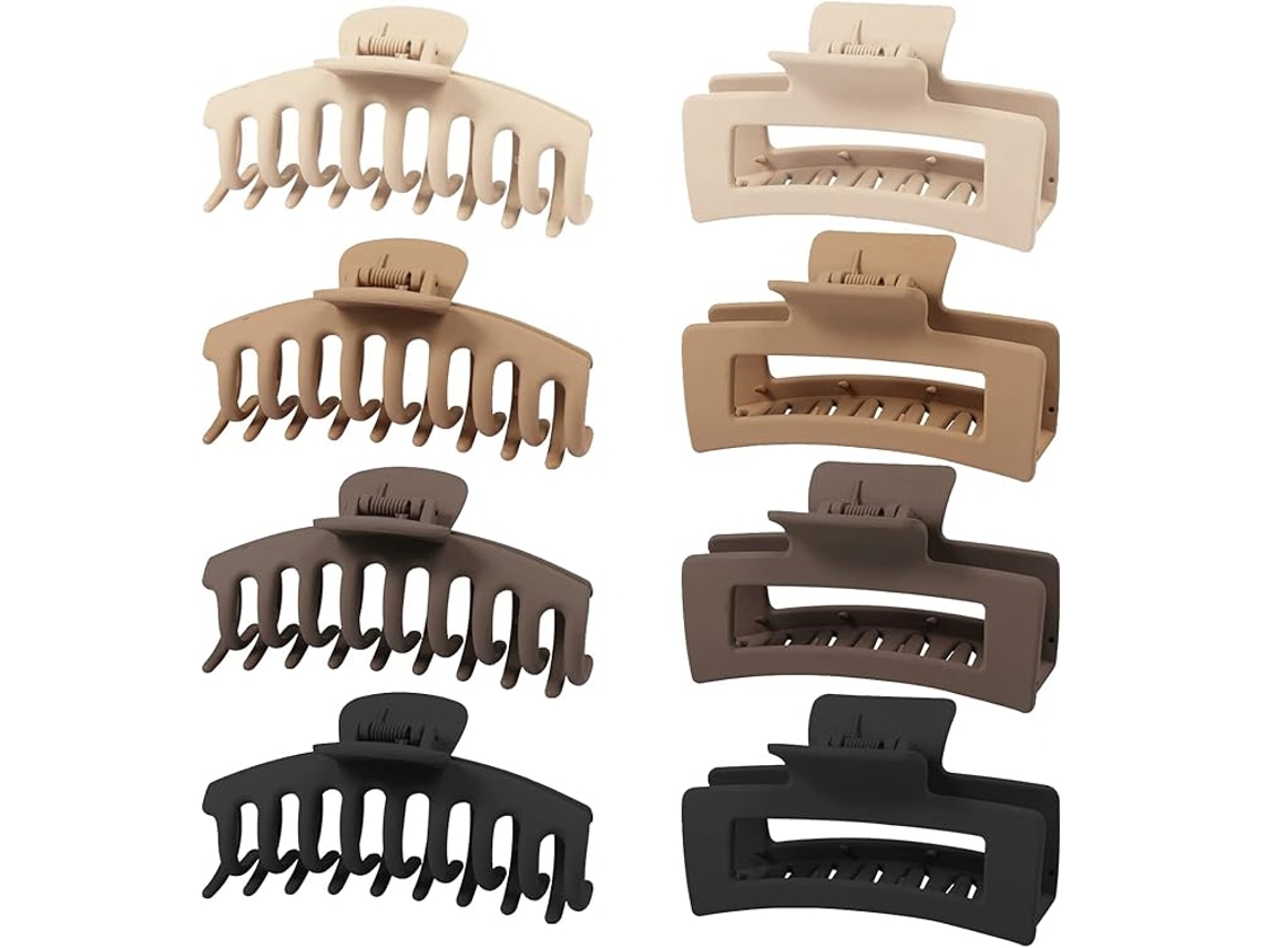 8 Grampos Grandes 11cm Policarbonato Fosco Antiderrapante, para Cabelo Grosso ZYBLSSBB