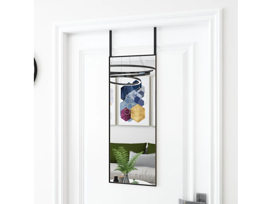 Espelho para Porta 30x80 Cm Vidro e Alumínio Preto HARLANV1