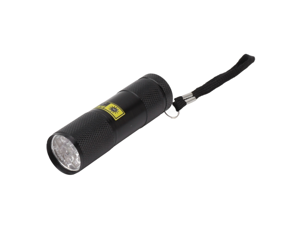 Lanterna UV pequena 2026 com 9 LEDs e luz vermelha de 395 nm para detecção de urina de animais de estimação, manchas secas e cura de resina em cães e gatos.