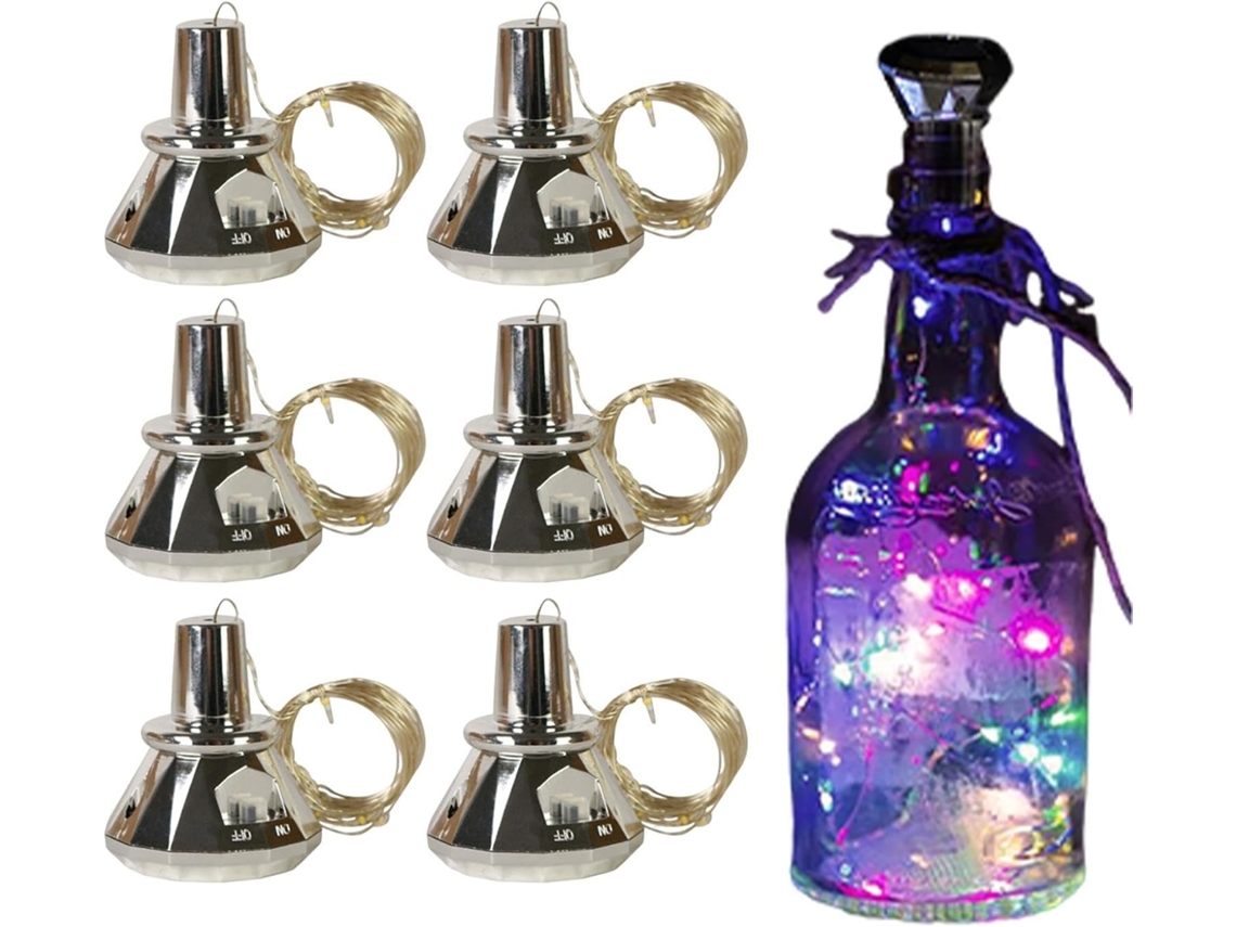 6 Luzes Led Para Garrafas De Vinho Com Rolhas