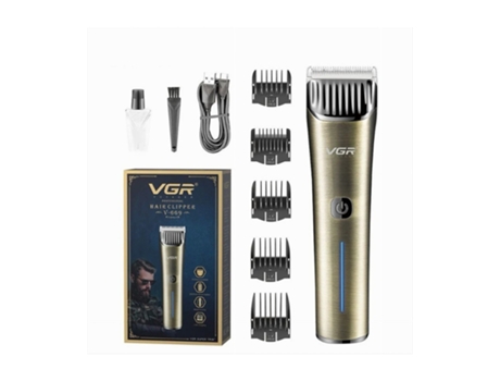 Máquina de cortar cabelo de metal sem fio Man Vgr V-669 com motor duplo e lâmina em T