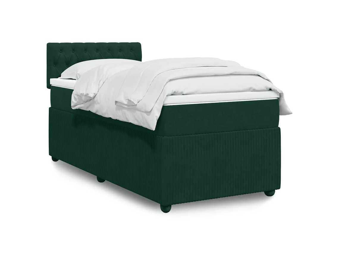 Vidaxl Cama Com Molas/colchão 90x190 Cm Veludo Verde-escuro