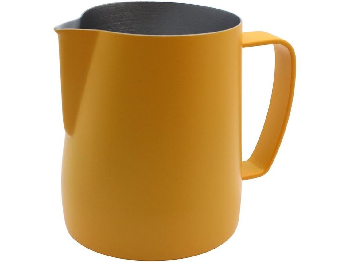 Jarra de Aeração de Leite Nova Line em Aço Inoxidável 304 350ml Amarela para Café e Latte