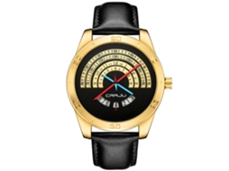 Relógio De Quartzo Simples E Fashion Para Homens Pulseira (caixa Dourada Esfera Preta)