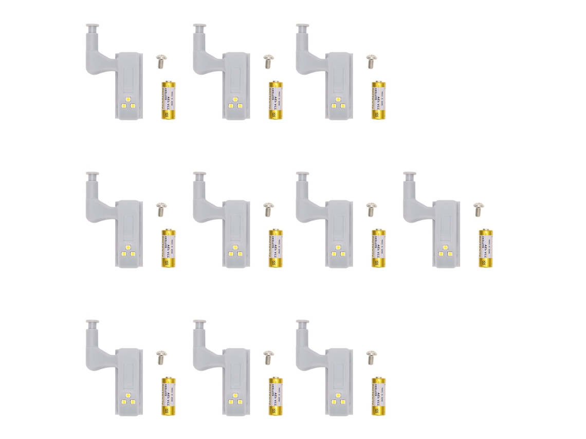 2026 10 Conjuntos de Luz Led Bisagra de Alto Brilho em Abs para Armário com 3 Pérolas de Lâmpada Luz Quente