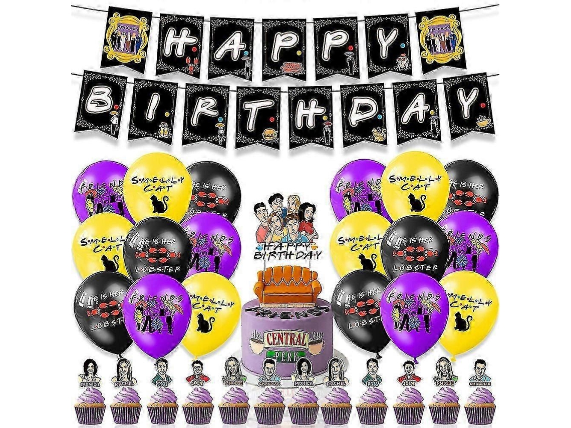 BRILVIBERA Decorações de Aniversário com Tema Amigos, Balões, Decorações Bolo, Faixas, Conjunto D