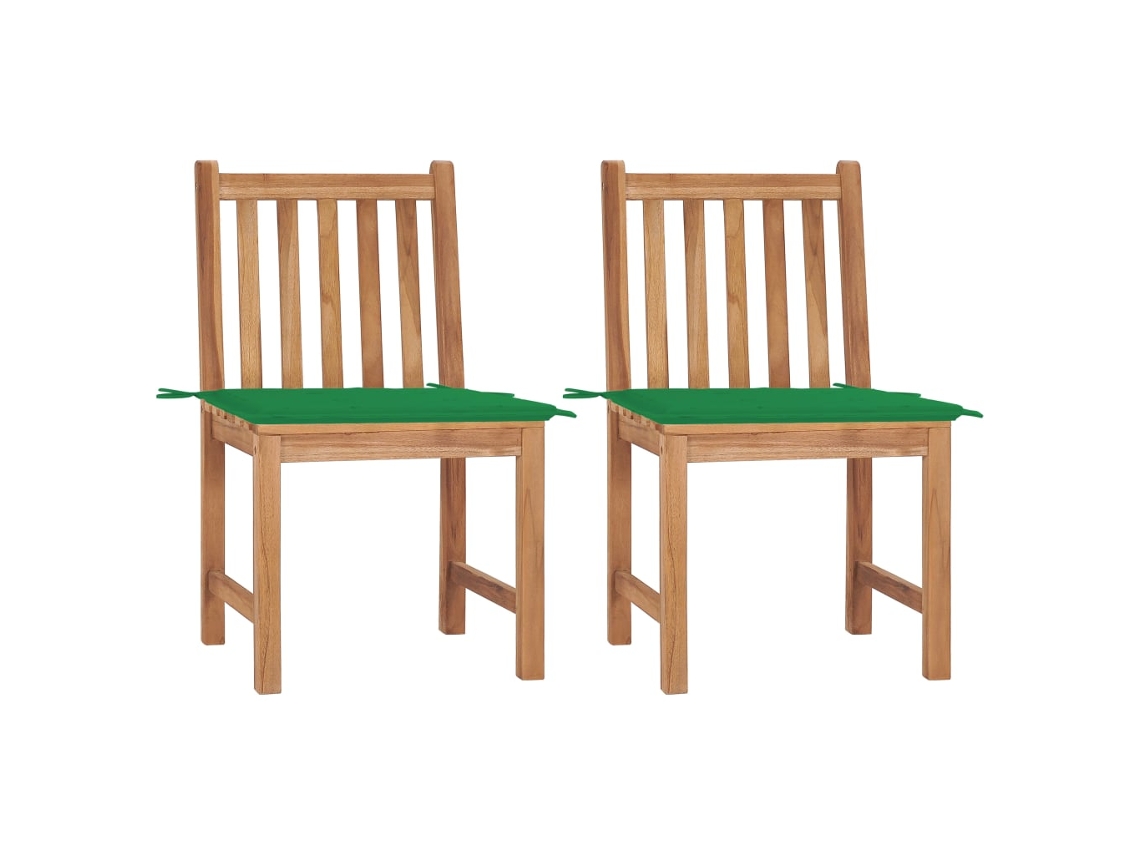 Vidaxl Cadeiras De Jardim C/ Almofadões 2 Pcs Teca Maciça