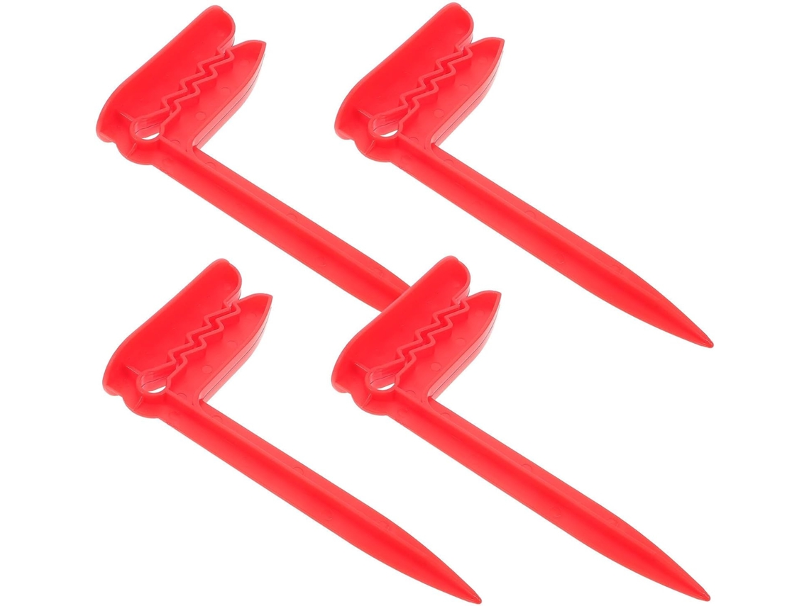 Conjunto De 4 Prendedores Toalha Praia Plástico Vermelho, Design Multifuncional E Abertura Larga, Ideais Para Festas De
