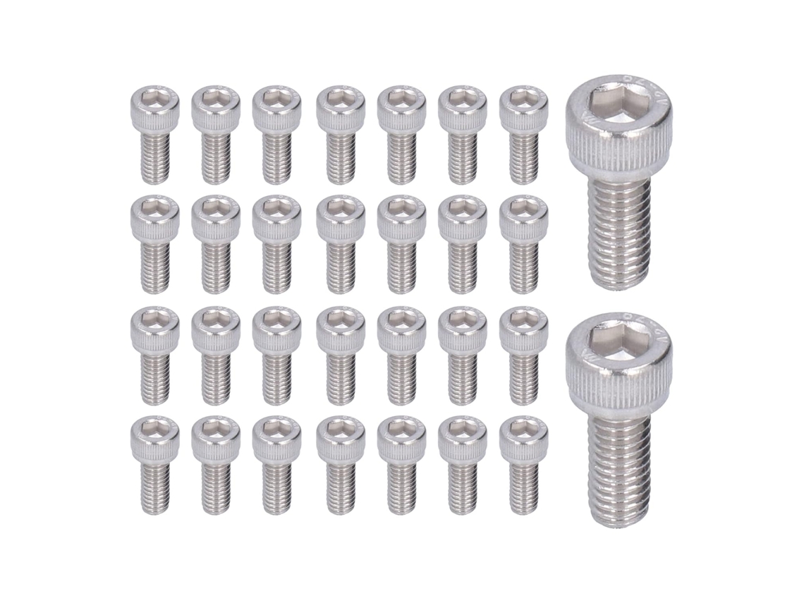 Conjunto De 30 Parafusos M6, Diâmetro Da Cabeça 0, 39x 0, 24 Polegadas H Din 912, Parafuso De Cabeça Sextavada Interna