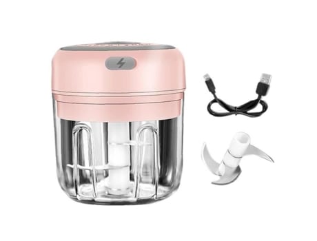 Amassador de alho elétrico moedor sem fio portátil mini chopper rosa 250ml RUNFON