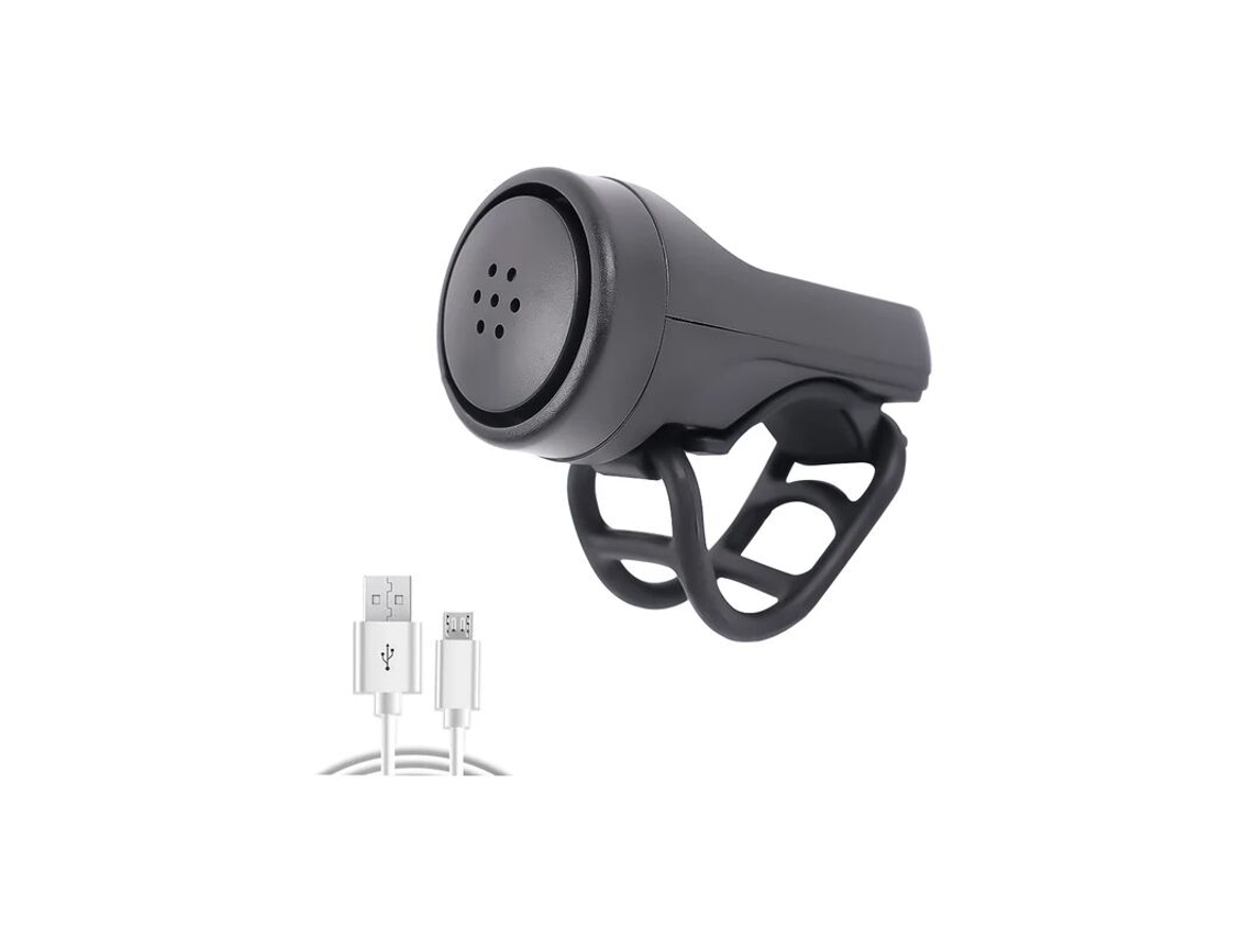 Buzina Elétrica AQUAFORGE 4 modos recarregável USB com alarme antifurto para guidão, Mtb, estrada