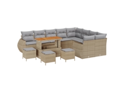 Conjunto 13 Sofá De Jardim Vidaxl Bege Vime Pe (110 X 55 X 71 Cm)