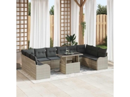 Vidaxl Conjunto De Sofá De Jardim 11 Unid. Cinzento-claro