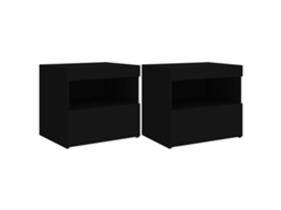 Bedside Cabinet, Bedside Cabinets Vidaxl Preto Madeira Processada (n/a)