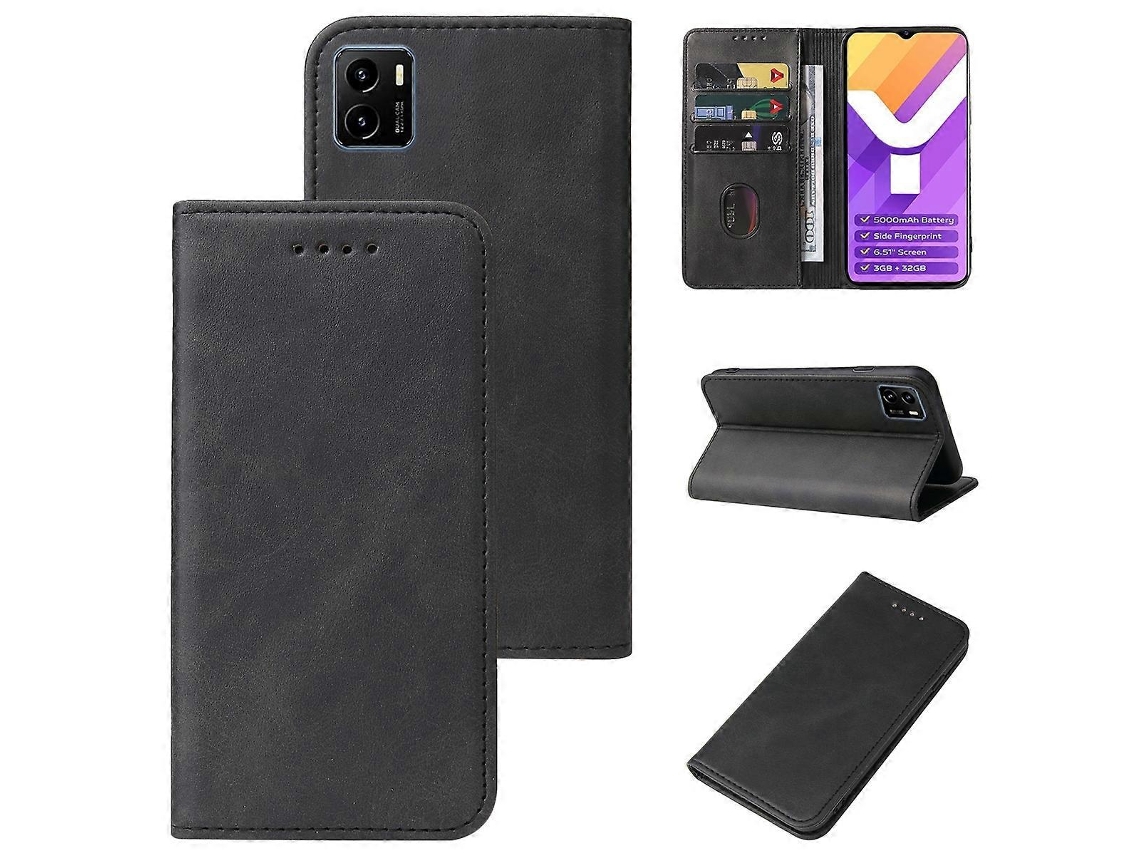 Capa De Couro Com Fecho Magnético Para Vivo Y15s