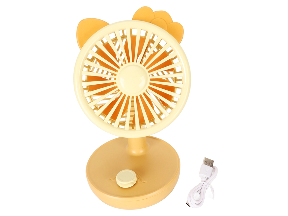 Ventilador De Escritório Pequeno Usb 1200mah Ajustável Velocidade Silencioso Amarelo Escritório Lar