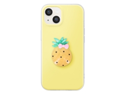Capa Para Iphone 14 Com Motivo Abacaxi Em Relevo 3d E Borda Elevada