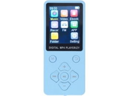 Reprodutor de MP4/MP3, tela de 1,8 polegadas, display colorido, áudio 5.0, som HiFi, compatível com FLAC, para ambientes (azul)