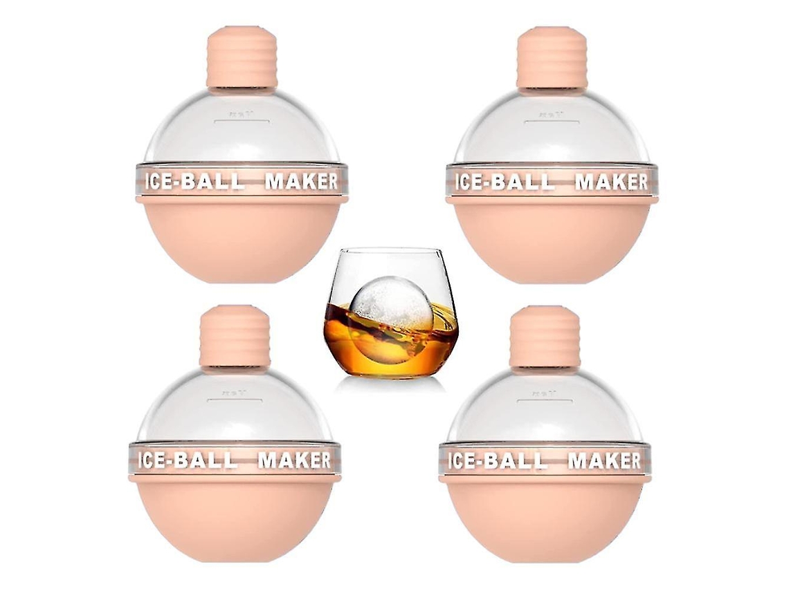 Molde de Gelo Esférico 4 Peças, Cubo de Gelo de Silicone para Whiskey e Cócteis, Tamanho Grande 2,5 Polegadas, Material Seguro Sem Bpa