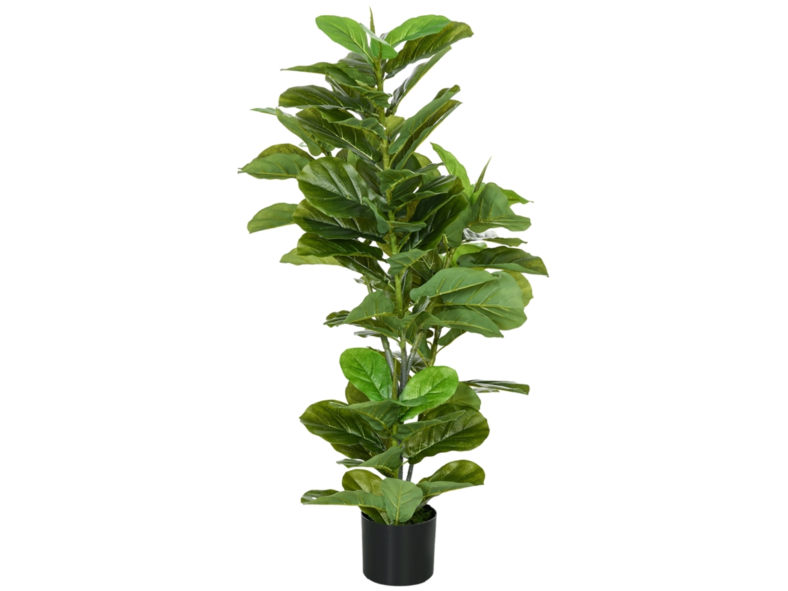 Ficus Artificial 110cm para Interior e Exterior (90 Folhas, Musgo, Vaso)
