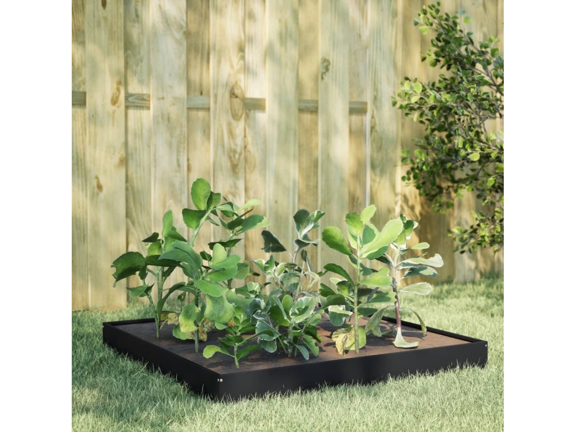 Vidaxl Canteiro Elevado De Jardim 100x100x18,5 Cm Aço Preto