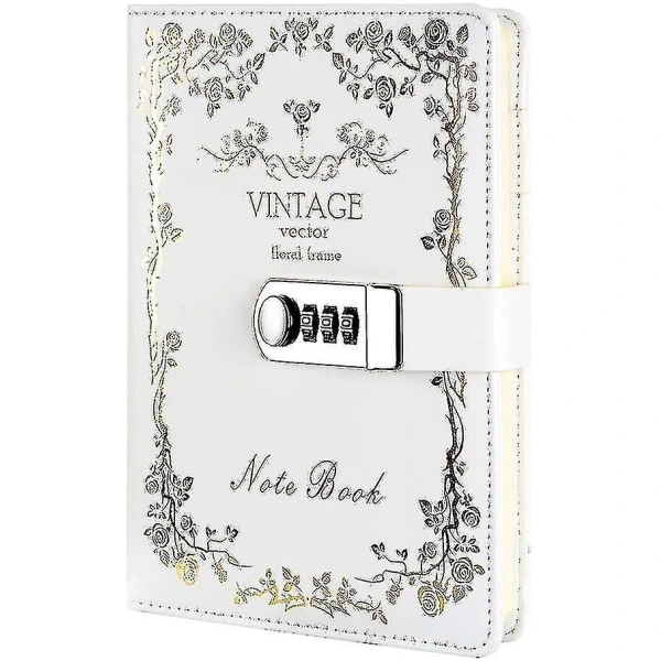 Caderno com Cadeado de Combinação, Diário Pessoal com Cadeado, Cadeado Secreto de Escritório em Couro Pu BRILVIBERA