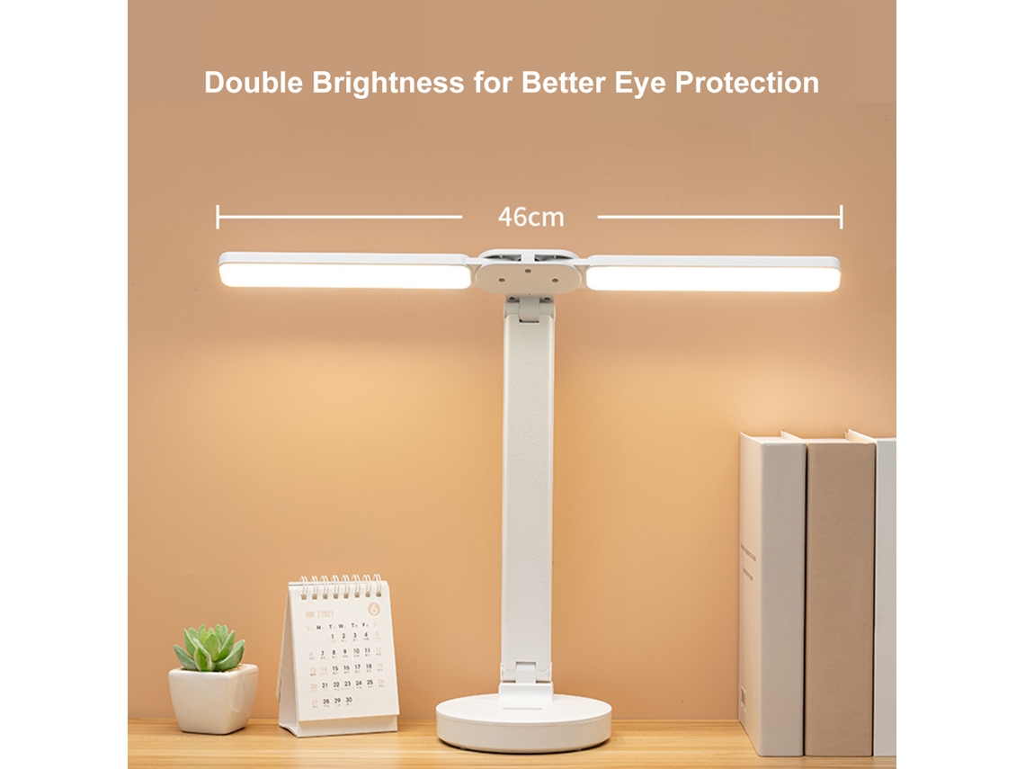 Luz de Mesa LED de cabeça dupla pasta ajustável de brilho para leitura escritório dormitório com suporte celular com S/MARCA