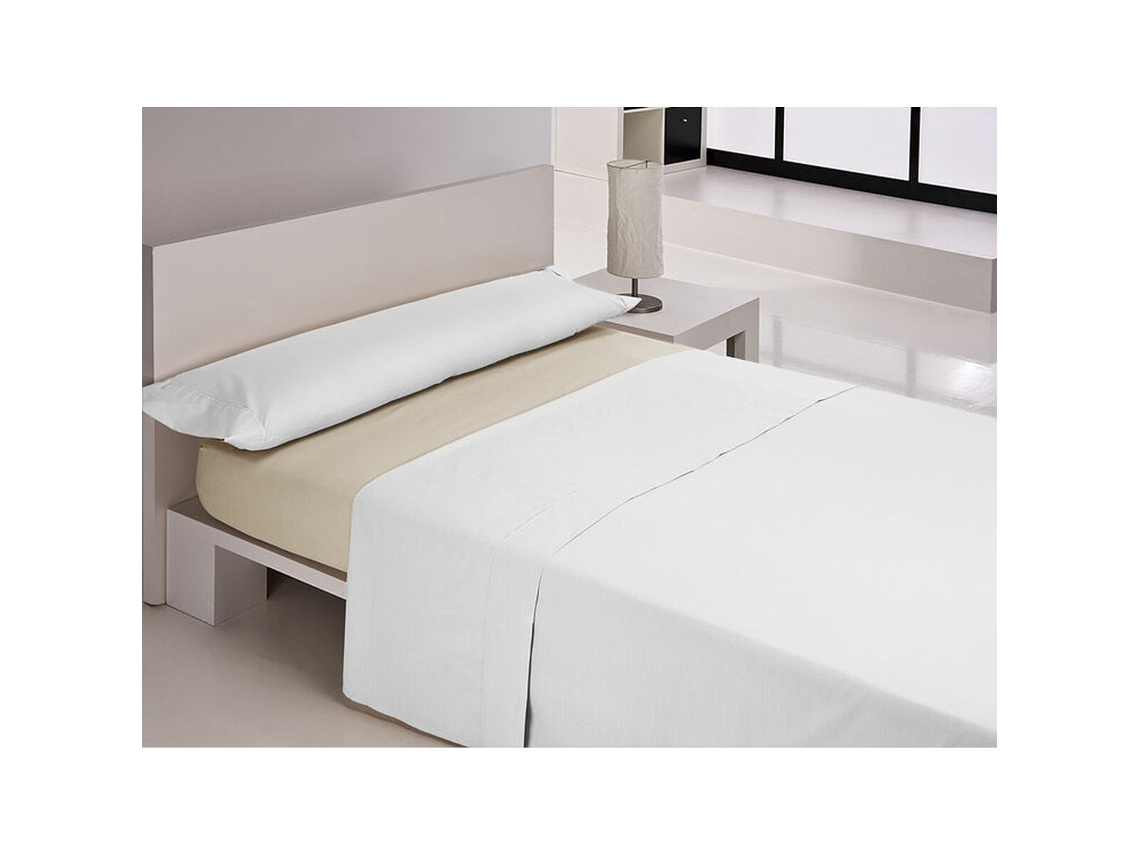 Lençol de baixo ajustável HAPPY HOME MIX COLORS (Bege - Casal - 50 % algodão)