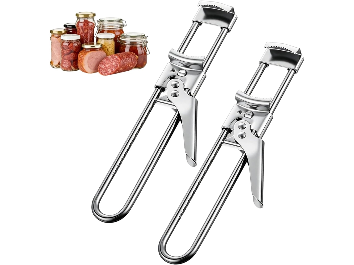 Conjunto 2 Abre-latas Manuais - Abridor Ajustável - Utensílio De Cozinha - Aço Inoxidável - Prateado