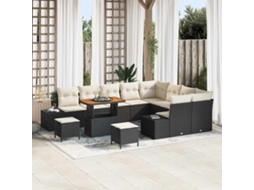 Vidaxl Conjunto de Sofá de Jardim com Almofada 12 Pcs Preto Vime Pe