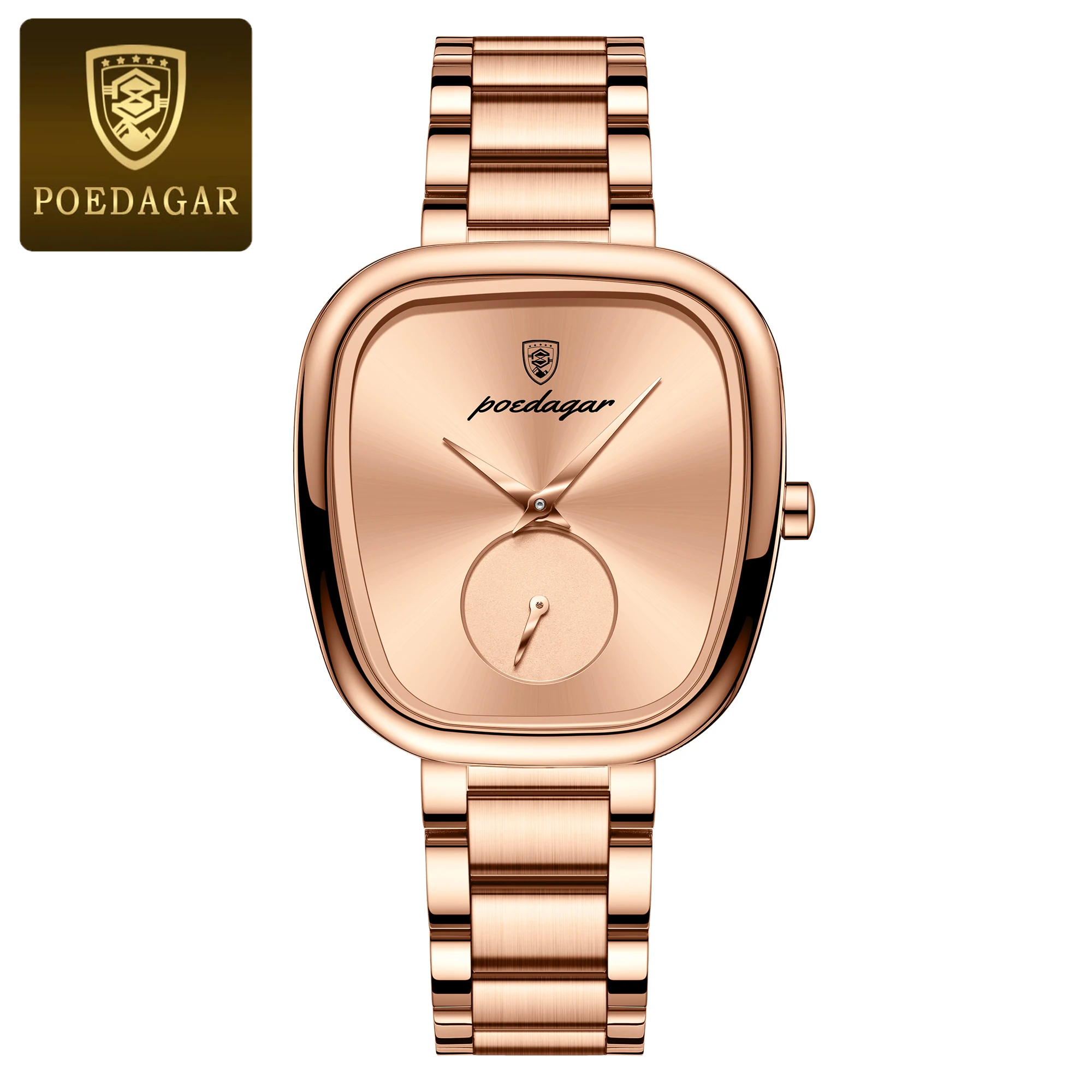 Relógio Feminino de Quartzo MDUG em Aço Inoxidável, Todo Dourado, À Prova D'água
