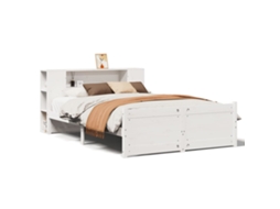 Cama com Estante Pinho Maciço Branco MAISON EXCLUSIVE (150x200 cm)