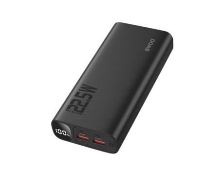 Bateria Externa 20000mah 2 Usb Usb-c Led Compacta Preto