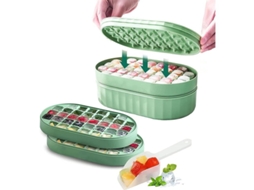 Conjunto de Formas de Gelo Quadrado com Tampa e Espátula, Verde | S/MARCA