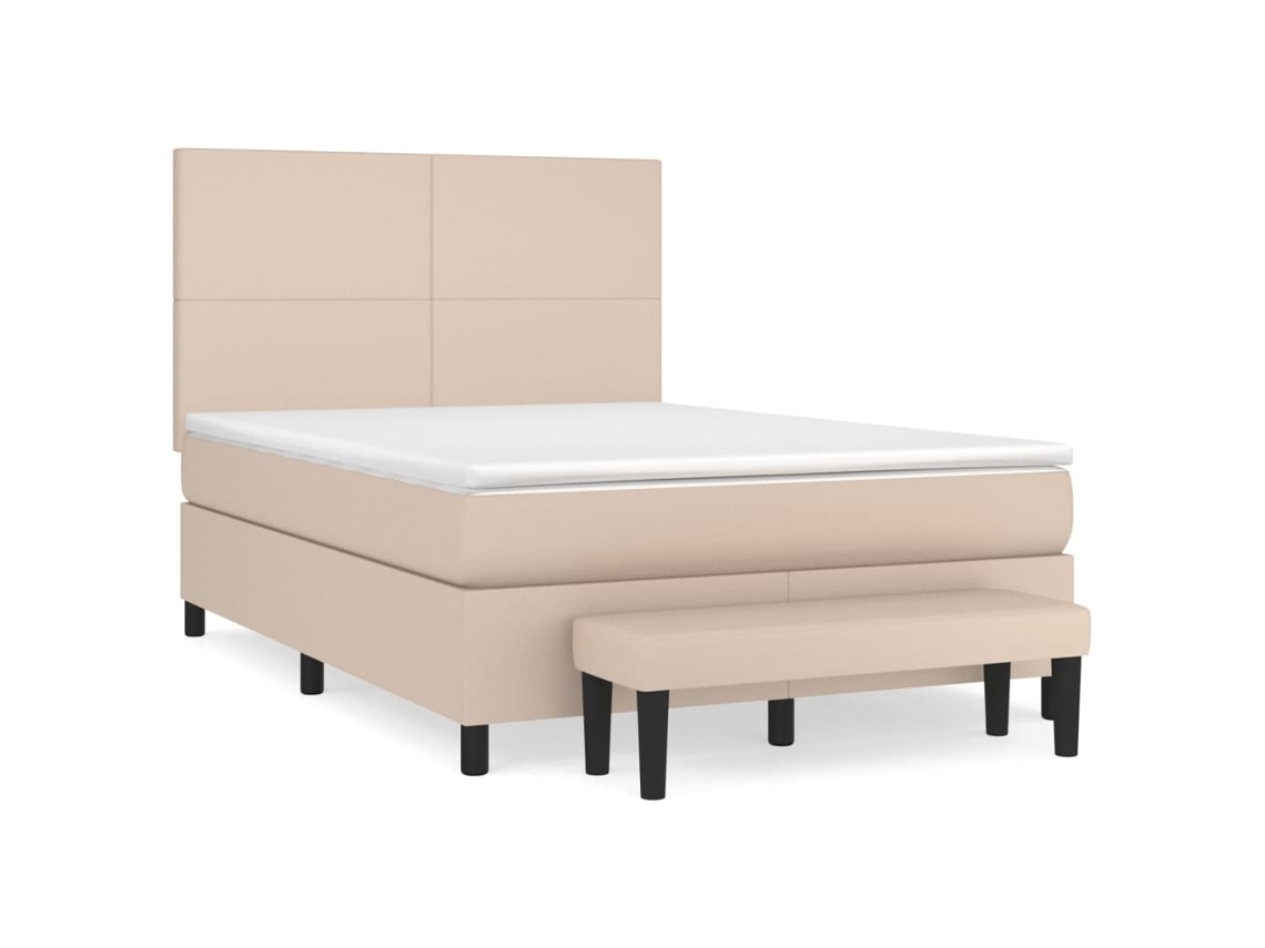 Cama com Molas e Colchão 140x190 Cm Couro Artificial Cappuccino MAISON EXCLUSIVE