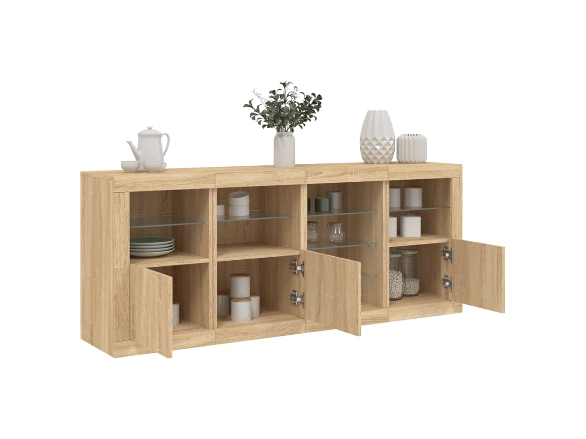 Vidaxl Aparador Com Luzes Led 164x37x67 Cm Carvalho Sonoma