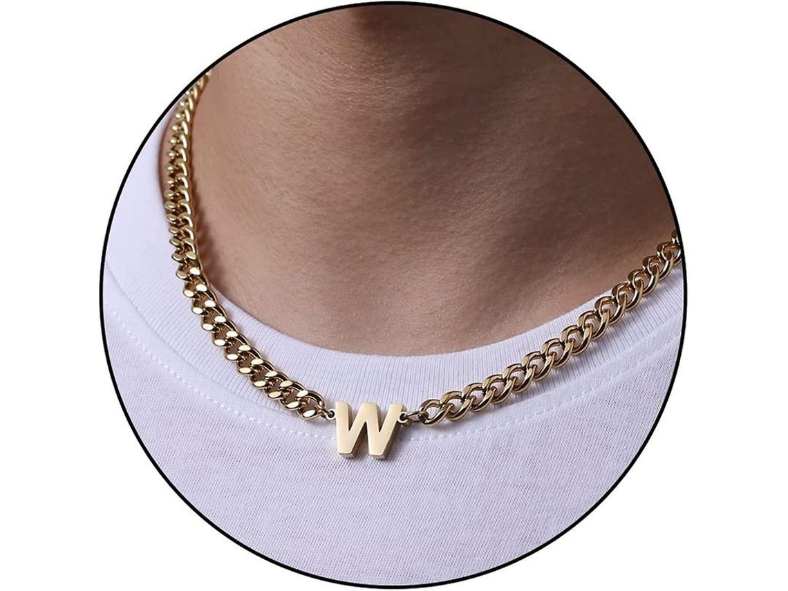 2026 collar de Cadena Cuban Link Con Letra Inicial A z de Acero Inoxidable 6,5mm 18+2 Pulgadas Regalo de Joyería para Hombres, Mujeres Y Niños