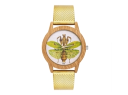 Reloj De Mujer Y Hombre De Moda Con Dial Redondo Display Analógico De Cuarzo (oro)