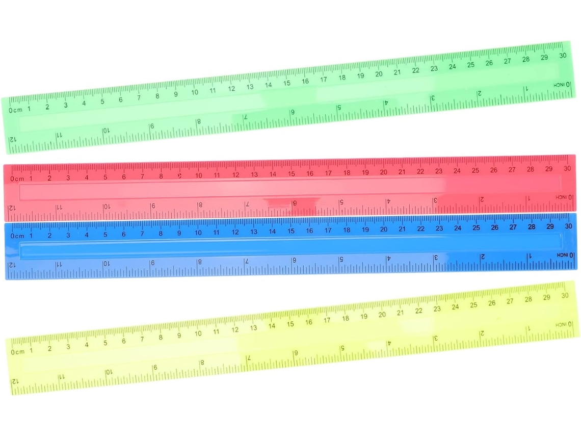 Régua De Plástico Colorida De 30cm 12 Polegadas, Régua Reta, Material Escolar Prático