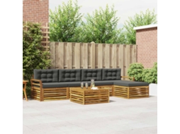 Vidaxl Conjunto De Sofás Para Exterior 6 Unid. Natural E Antracite
