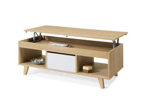 Mesa de Centro TOPKIT (47x120 cm - Madeira - Branco)
